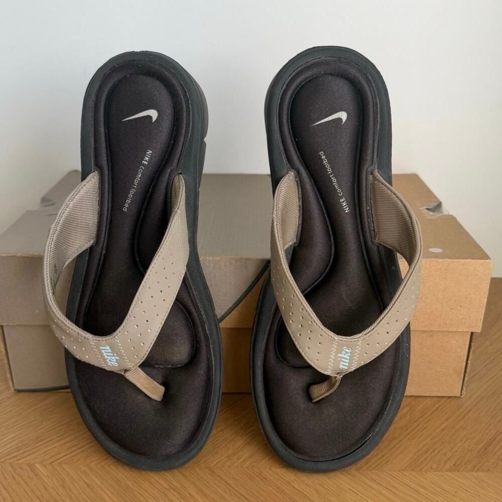 Nike Ultra Comfort Footbed Brown Women Slides Flip Flops- SZ 8